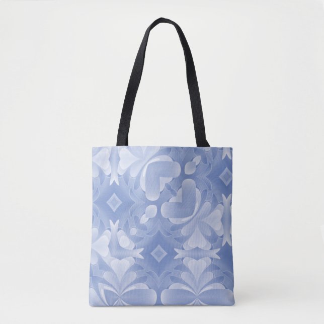 Tote Bag Bébé Bleu Abstrait Cœurs et Diamants (Devant)