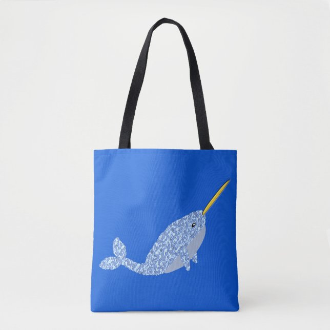 Tote Bag Bébé Bleu Cute Garçon Narwhal Motif (Devant)