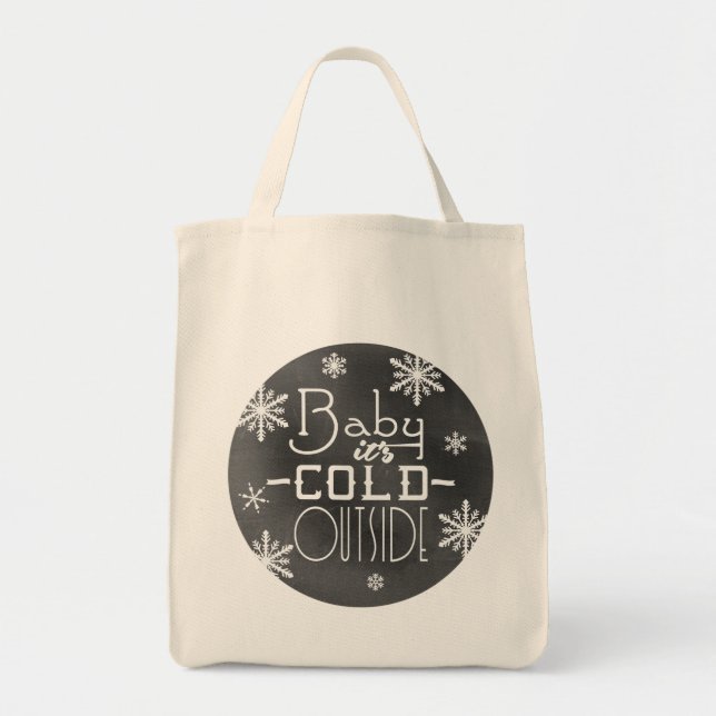 Tote Bag Bébé chic de tableau d'hiver c'est extérieur froid (Devant)
