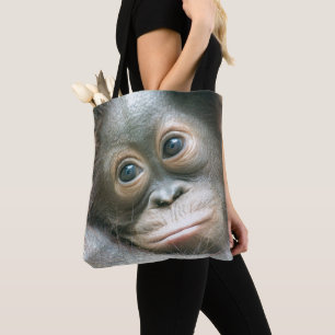 Tote Bag Bébé d'orang-outan s'accrochant à sa mère