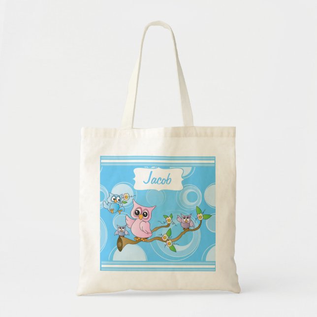 Tote Bag Bébé du hibou | de bébé bleu (Devant)