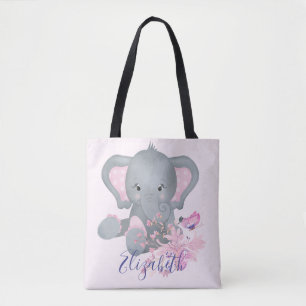 Tote Bag Bébé éléphant aquarelle mignon