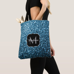 Tote Bag Bébé faux paillettes scintillantes bleu clair Mono