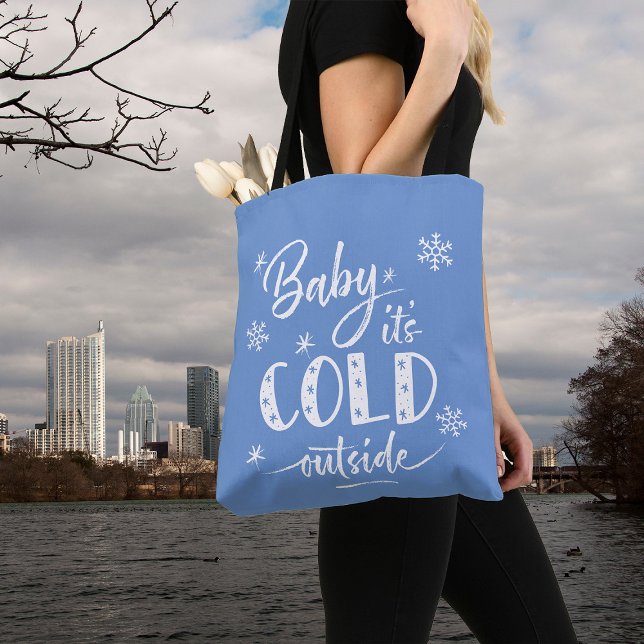 Tote Bag Bébé Il fait froid dehors Bleu (Créateur téléchargé)