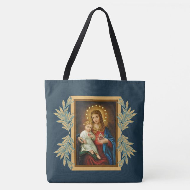 Tote Bag Bébé impeccable et douleureux Jésus de Mary de (Devant)
