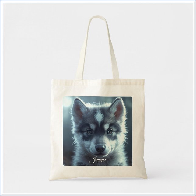 Tote Bag Bébé loup adorable au clair de lune (Créateur téléchargé)