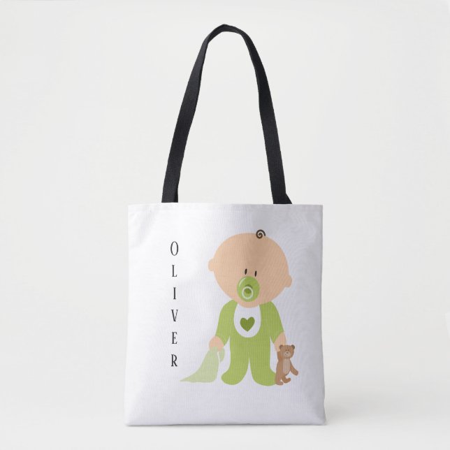 Tote Bag Bébé mignon avec ours en peluche Personnalisez la  (Devant)