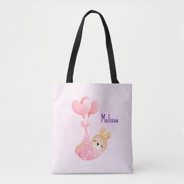 Tote Bag Bébé mignon dans une couverture de coeur (Devant)