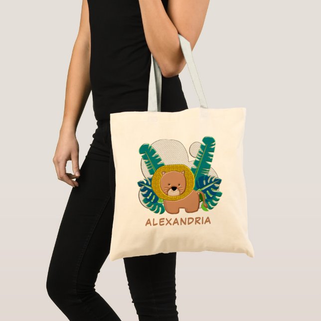 Tote Bag Bébé mignon Lion Animal Jungle Fun Personnaliser (Devant (produit))