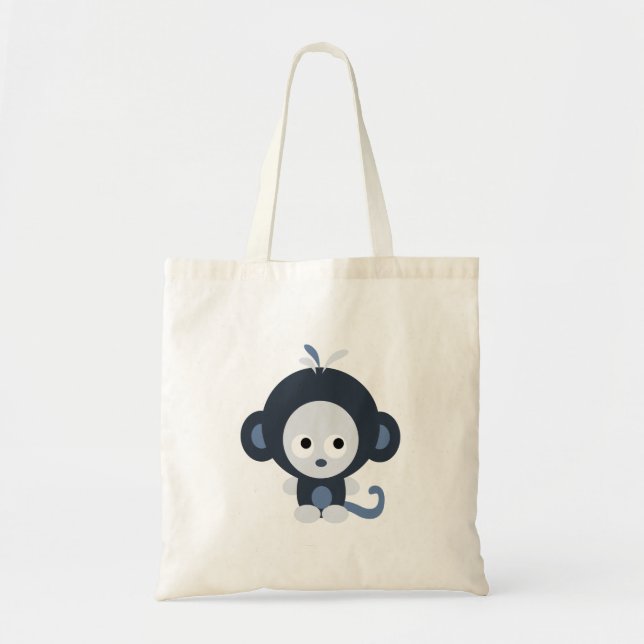Tote Bag Bébé mignon Singe bleu (Devant)