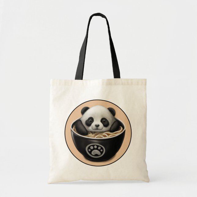 Tote Bag Bébé Mignonne Panda Ours Baigner Dans Un Bowl De R (Devant)