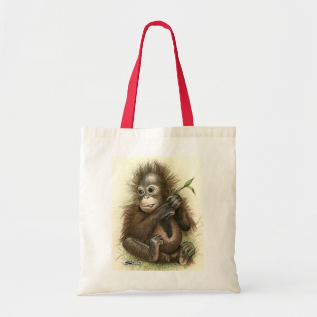 Tote Bag Bébé orang-outan avec des feuilles (Devant)
