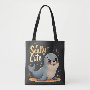 Tote Bag Bébé phoque grassouillet adorable "Je suis mignon