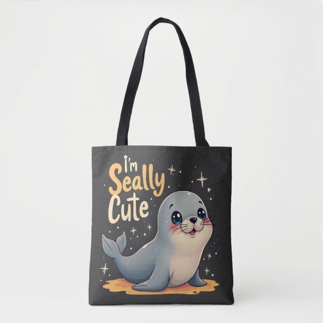 Tote Bag Bébé phoque grassouillet adorable "Je suis mignon  (Devant)