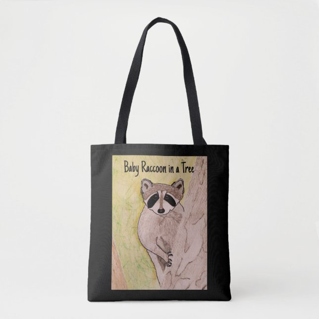Tote Bag Bébé Raccoon dans un arbre (Devant)