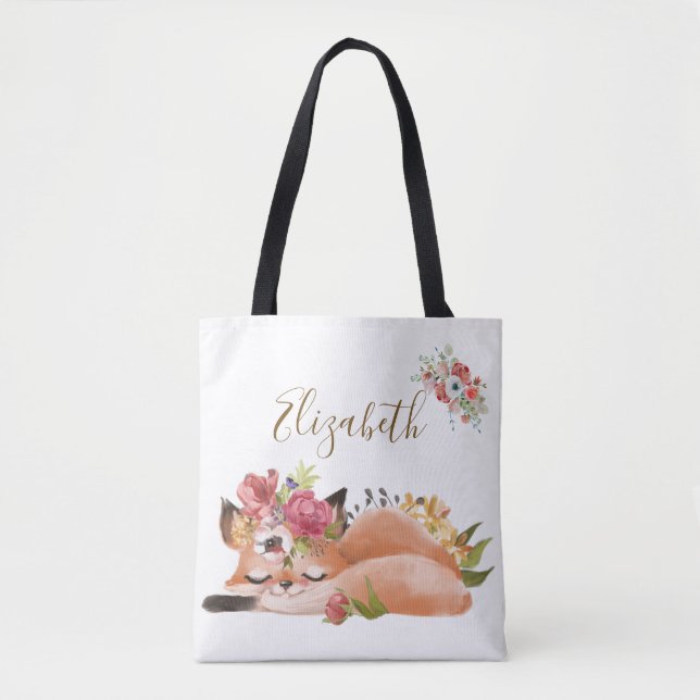 Tote Bag Bébé renard aquarelle mignon (Devant)