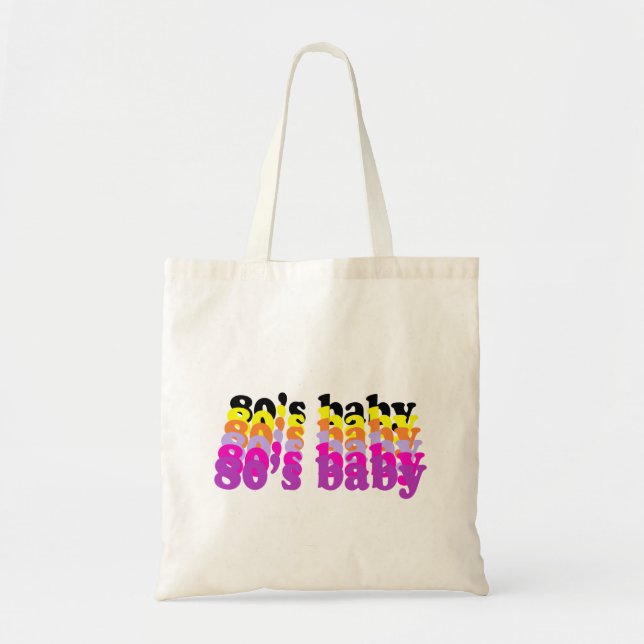 Tote Bag Bébé Rétro Groovy Design des années 80 Fier de la  (Devant)