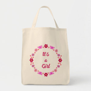 Tote Bag Bébé rose Papillons et fleurs personnalisés
