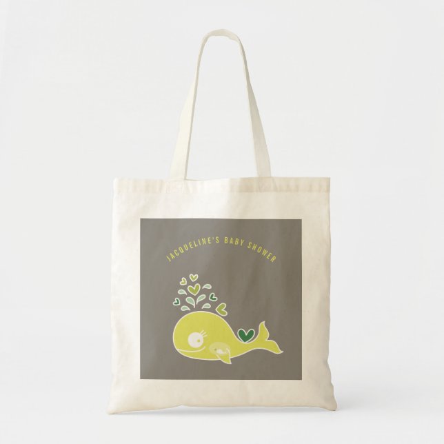 Tote Bag Bébé Shower de Maman Baleine Verte Enceinte Dessin (Devant)