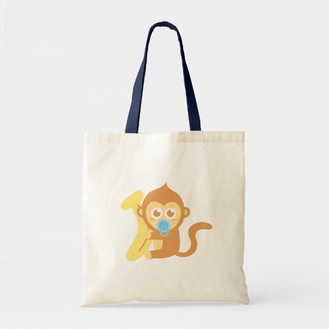 Tote Bag Bébé singe mignon avec une banane (Devant)