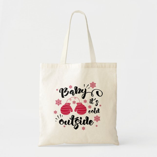 Tote Bag Bébé son froid dehors mignonette mittens hiver (Devant)