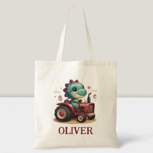 Tote Bag Bébé Trex Dinosaure Mignon Conduisant un Tracteur