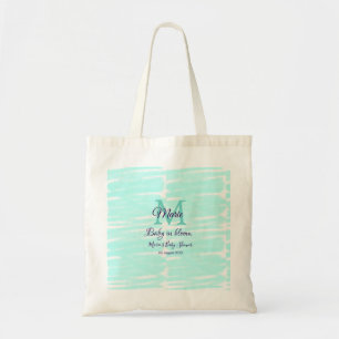 Tote Bag Bébé vert pastel en fleurs monogramme baby shower 