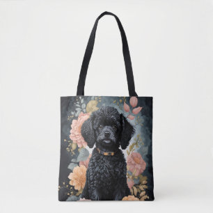 Tote Bag Bébés mignons animaux Joli chiot de caniche noir