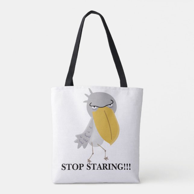 Tote Bag Bec-à-chausson drôle Arrête de regarder (Dos)