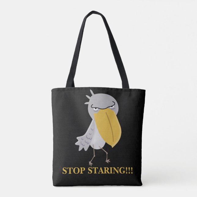 Tote Bag Bec-à-chausson drôle Arrête de regarder (Dos)