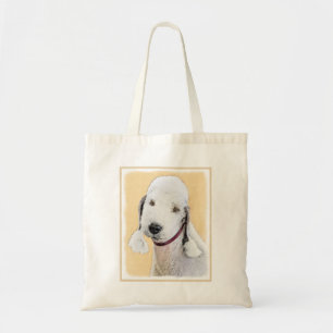 Tote Bag Bedlington Terrier Painting - Art original du chie