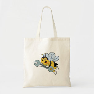 Tote Bag Bee as Mechanic with Wrench