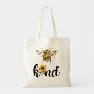 Tote Bag Bee Kind Sunflower Jaune Élégant