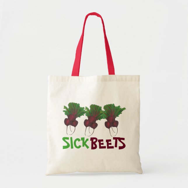Tote Bag Beets Malades (Beats) Beet Rouge Végétarien Végéta (Devant)