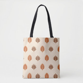 Tote Bag Beige and Brown Leaves 