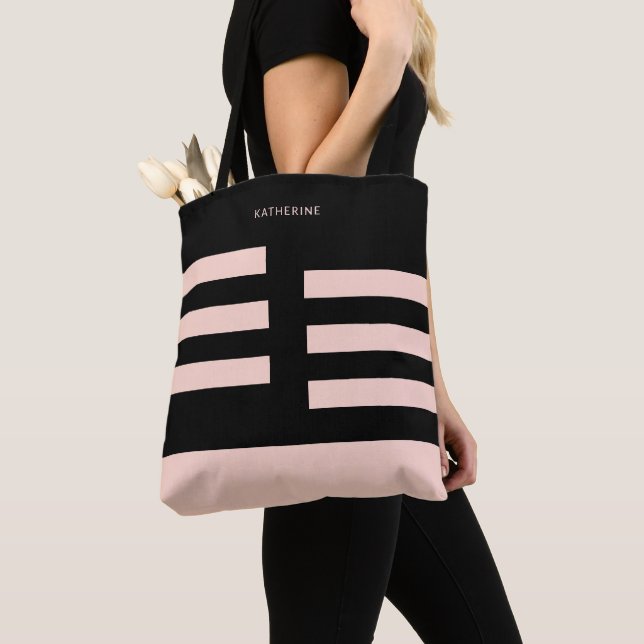 Tote Bag Beige Black Modern Trendy Stylish (De près)