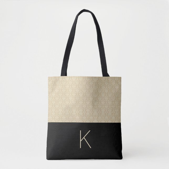 Tote Bag Beige et noir (Devant)
