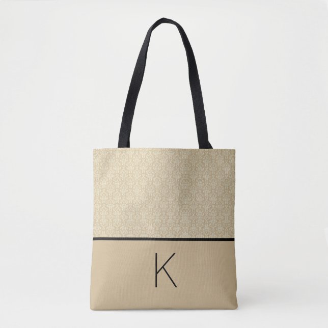 Tote Bag Beige et noir (Devant)