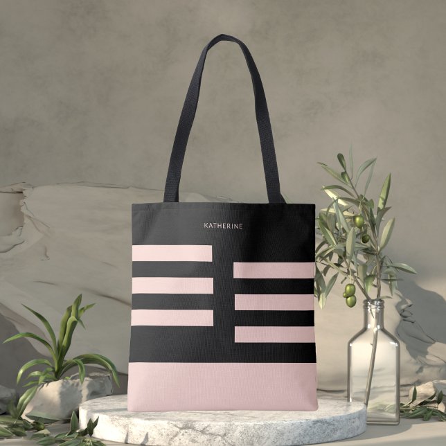 Tote Bag Beige Noir Moderne Tendance Élégant (Créateur téléchargé)
