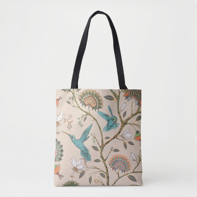 Tote Bag Beige seamless pattern with stylized flowers and b (Devant)