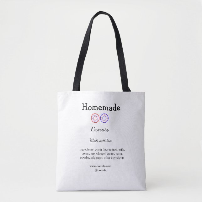 Tote Bag beignets faits maison avec amour ajouter site de t (Devant)