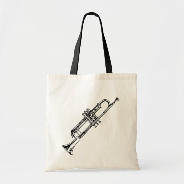 Tote Bag Bel instrument de musique noir et blanc de cornet (Devant)