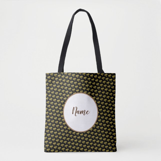Tote Bag Bélier  Astrologie Personnalisée Dorée (Devant)