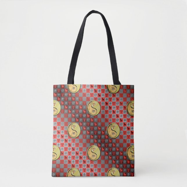 Tote Bag Bélier et lapin métallique (Devant)
