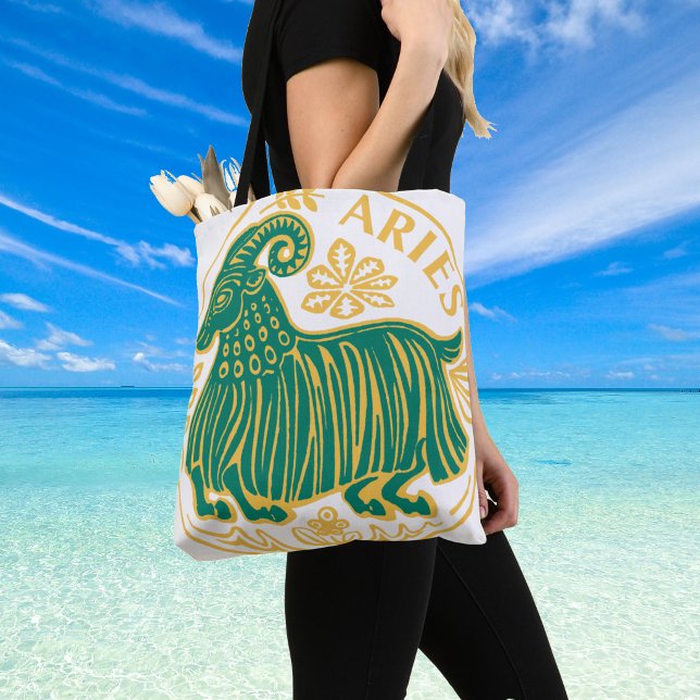 Tote Bag Bélier Signe du zodiaque sur un (Star sign Aries on a shoulder bag)