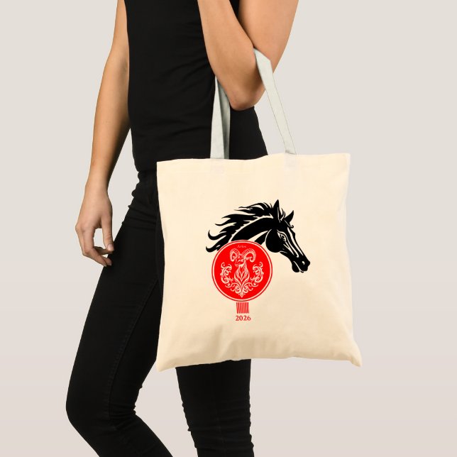 Tote Bag Béliers x année personnalisée du cheval 2026 (Devant (produit))
