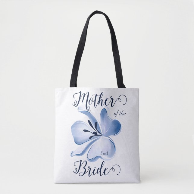 Tote Bag Belle aquarelle Fleur Bleue Mère de Mariée (Devant)