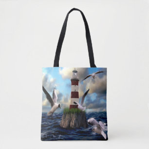 Tote Bag Belle aquarelle phare scène