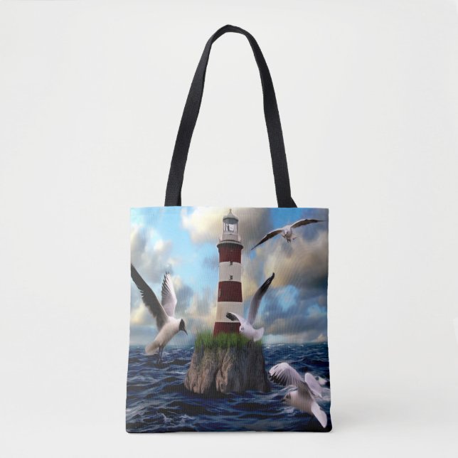 Tote Bag Belle aquarelle phare scène (Devant)