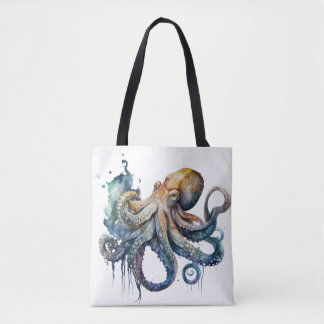 Tote Bag Belle aquarelle pieuvre
